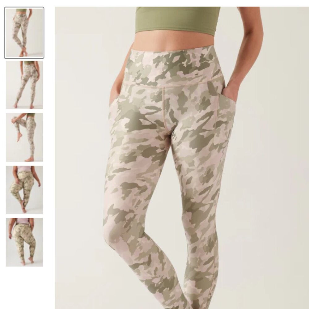 Athleta Salutation Stash Pocket Printed Tight (Pink/Green Camo)